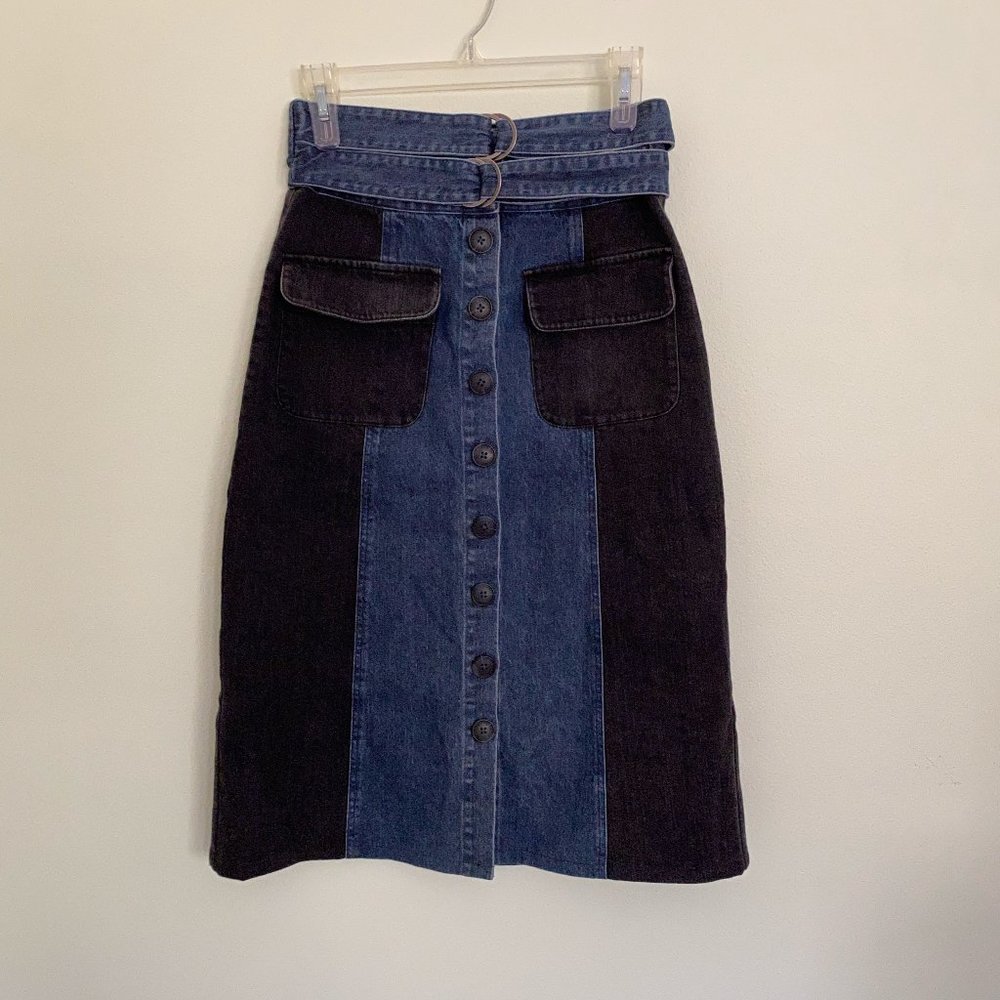 Sea New York Two Tone Denim Midi Skirt size 2